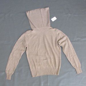 Vintage NWT I Magnin Tan 100% Cashmere Foldover Turtleneck Sweater